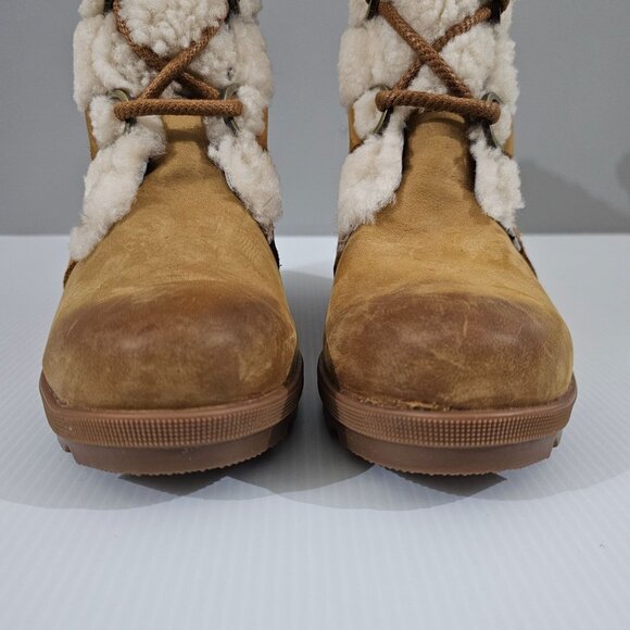 Sorel Joan Of Arctic Shearling Wedge Bootie Waterproof Camel Brown Size 8 - Picture 4 of 14
